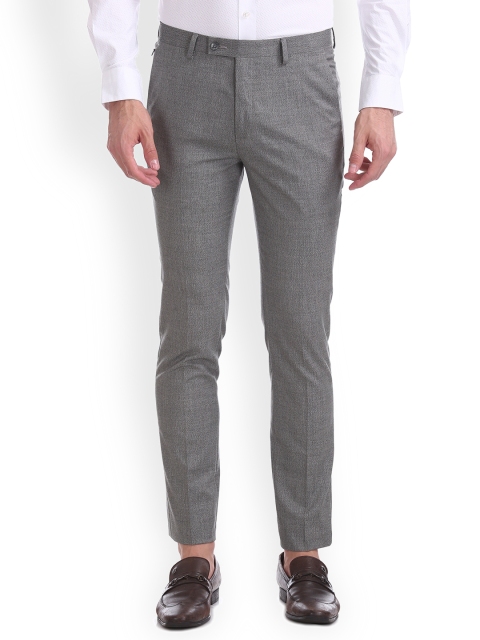 

Arrow New York Men Grey Melange Regular Fit Solid Regular Trousers