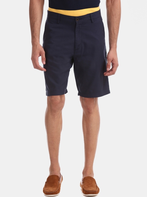 

Arrow Sport Men Navy Blue Solid Regular Twill Shorts