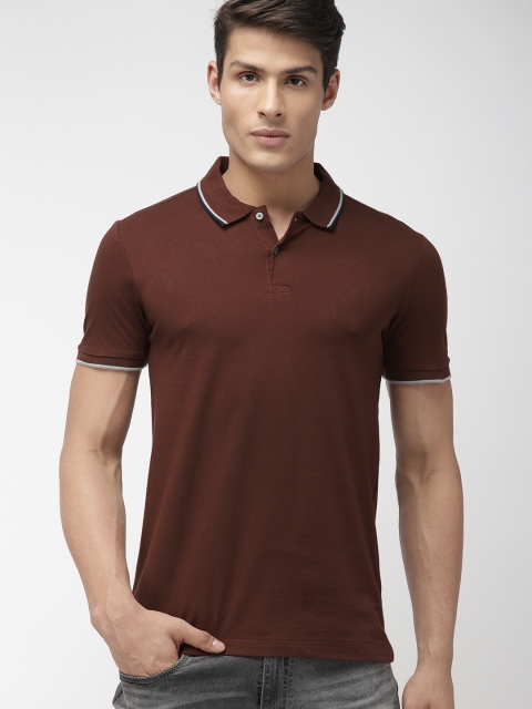 

Arrow New York Men Burgundy Solid Polo Collar T-shirt