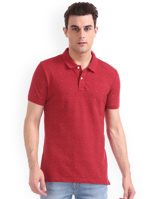 

Arrow Sport Men Red Printed Polo Collar T-shirt