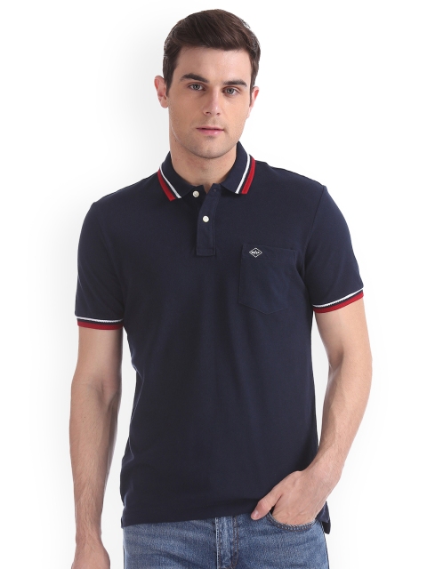 

Arrow Sport Men Navy Blue Solid Polo Collar Pure Cotton T-shirt