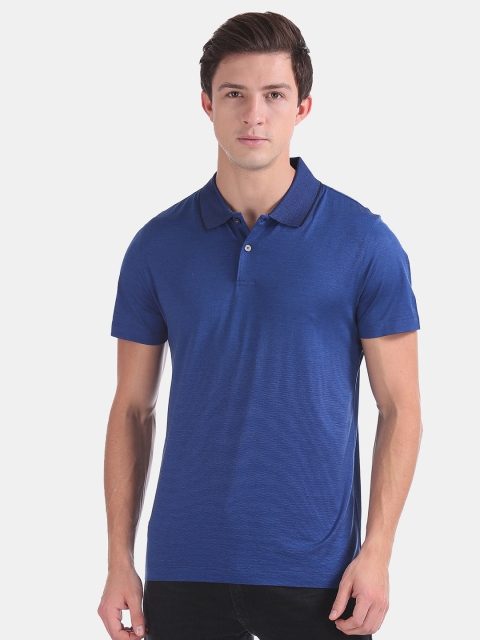 

Arrow Men Blue Solid Polo Collar Pure Cotton T-shirt