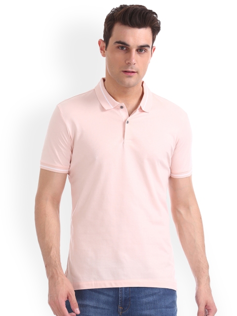 

Arrow New York Men Pink Solid Polo Collar Pure Cotton T-shirt