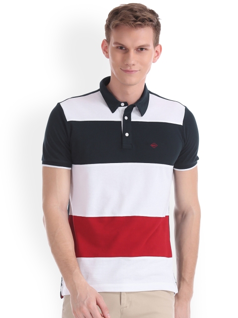 

Arrow Sport Men White Striped Polo Collar T-shirt