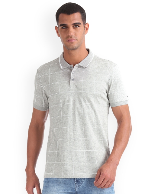 

Arrow New York Men Grey Checked Polo Collar T-shirt