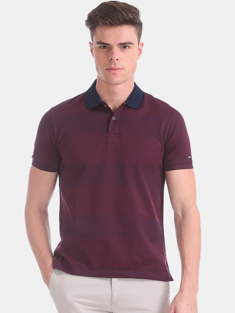 

Arrow Sport Men Burgundy Solid Polo Collar T-shirt