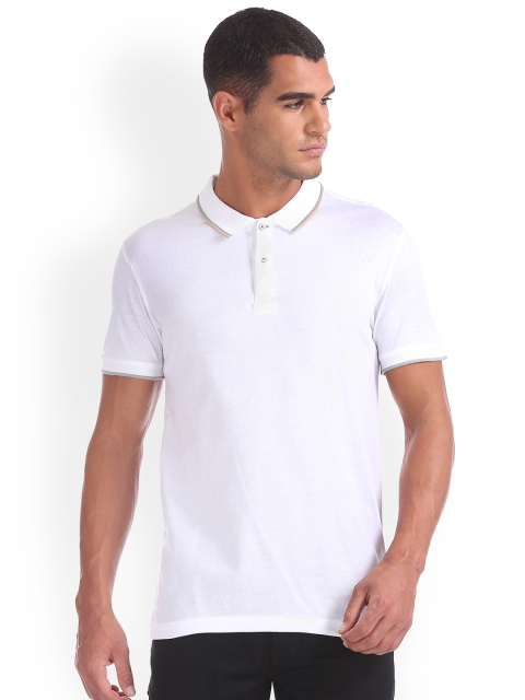 

Arrow New York Men White Solid Polo Collar Pure Cotton T-shirt