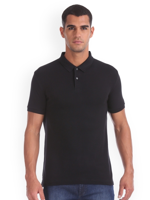 

Arrow New York Men Black Solid Polo Collar Pure Cotton T-shirt