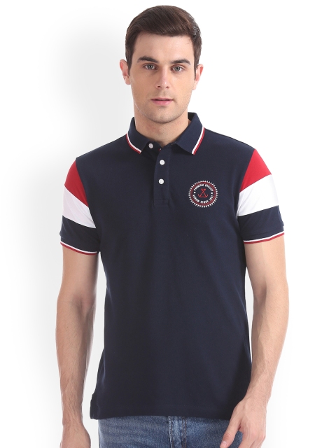 

Arrow Sport Men Navy Blue Solid Polo Collar Pure Cotton T-shirt