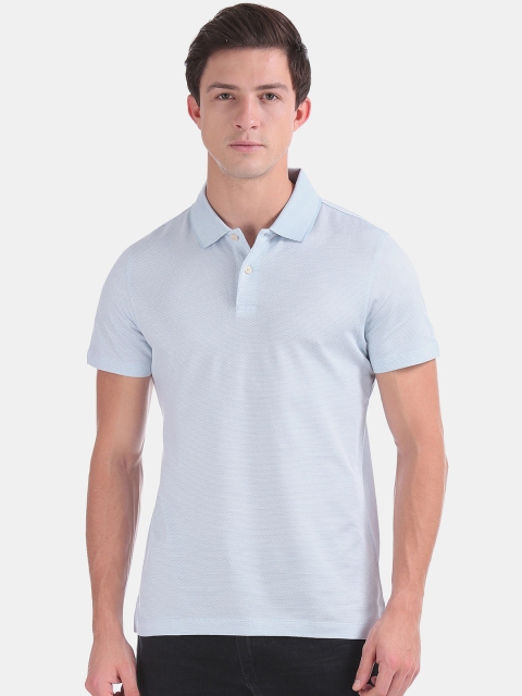 

Arrow Men Blue Solid Polo Collar T-shirt
