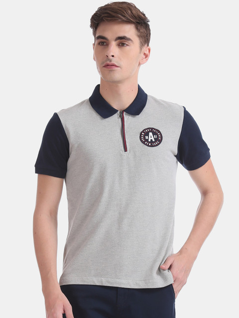 

Arrow Sport Men Grey Solid Polo Collar T-shirt