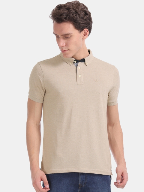 

Arrow Sport Men Beige Solid Polo Collar T-shirt