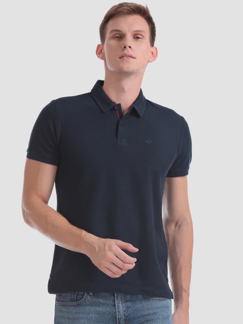 

Arrow Sport Men Navy Blue Solid Polo Collar T-shirt