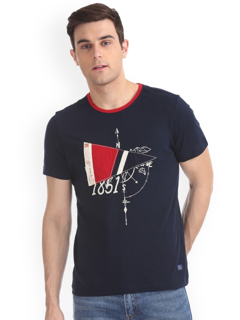 

Arrow Sport Men Navy Blue Printed Round Neck T-shirt