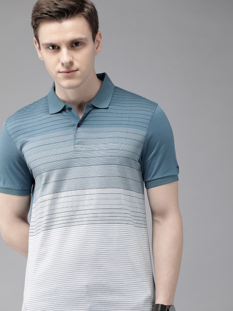 

Arrow New York Men Blue & White Striped Polo Collar T-shirt