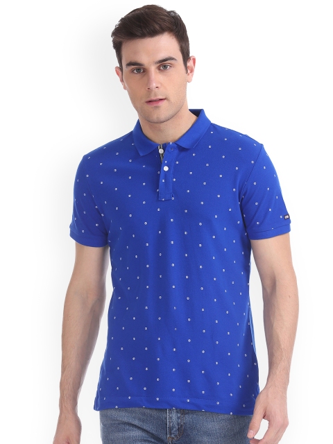 

Arrow Sport Men Blue Printed Polo Collar T-shirt