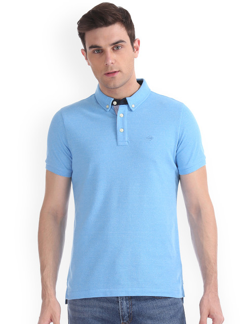 

Arrow New York Men Blue Solid Polo Collar T-shirt