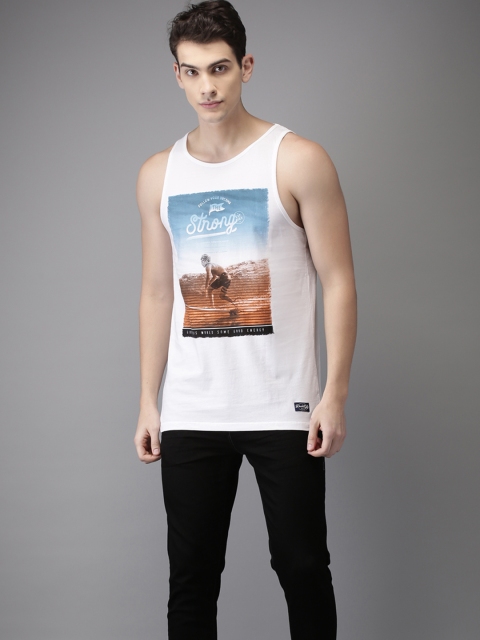 

Flying Machine Men White Printed Round Neck Pure Cotton T-shirt