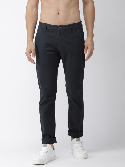 

Flying Machine Men Navy Blue Super Slim Fit Solid Chinos
