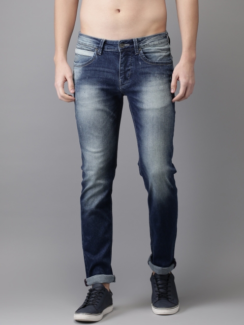 

Flying Machine Men Blue Tapered Fit Mid-Rise Low Distress Stretchable Jeans