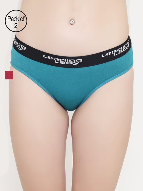 

Leading Lady Women Pack of 2 Assorted Solid Briefs Grace-2-MR-GRN