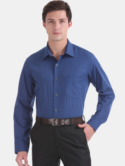 

Arrow Men Navy Blue Regular Fit Checked Formal Shirt