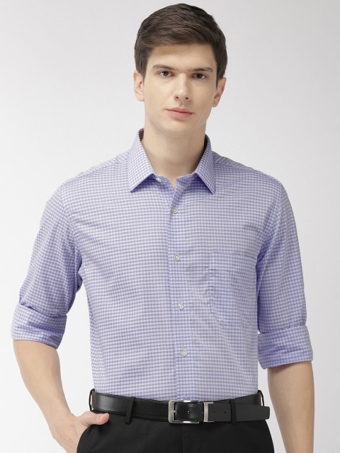 

Arrow Men Blue & Purple Regular Fit Checked Formal Shirt
