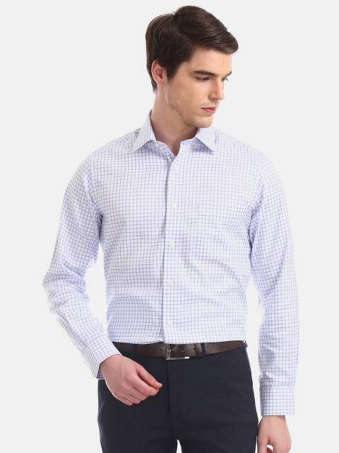 

Arrow Men White & Blue Regular Fit Checked Formal Shirt