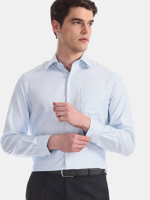 

Arrow Men Blue Slim Fit Self Design Formal Shirt
