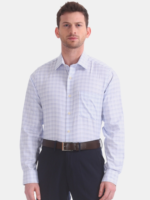 

Arrow Men White & Blue Regular Fit Checked Formal Shirt