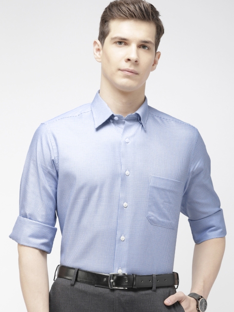 

Arrow Men Blue & White Regular Fit Self Checked Formal Shirt