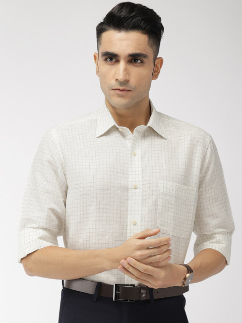 

Arrow Men Off-White Brown Regular Fit Checked Formal Sustainable Shirt