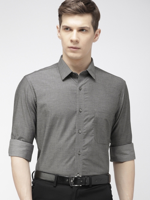 

Arrow Men Charcoal Grey Regular Fit Self Design Formal Shirt
