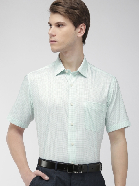 

Arrow Men White & Green Regular Fit Checked Formal Shirt