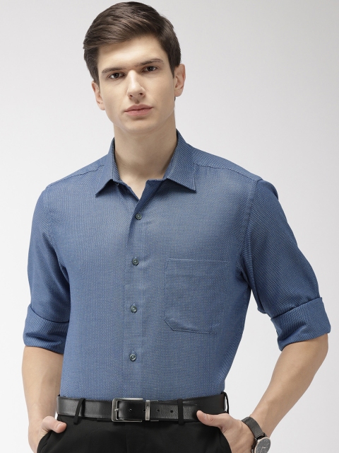 

Arrow Men Navy Blue Regular Fit Self Design Formal Shirt