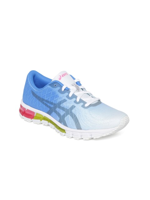

ASICS Women White & Blue GEL-QUANTUM 180 4 Running Shoes