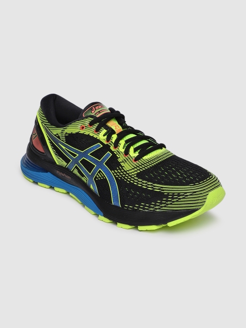 

ASICS Men Black & Fluorescent Green GEL-NIMBUS 21 Running Shoes