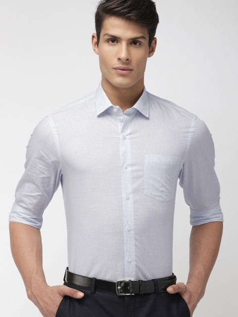 

Arrow New York Men White & Blue Slim Fits Me Self Checked Formal Shirt