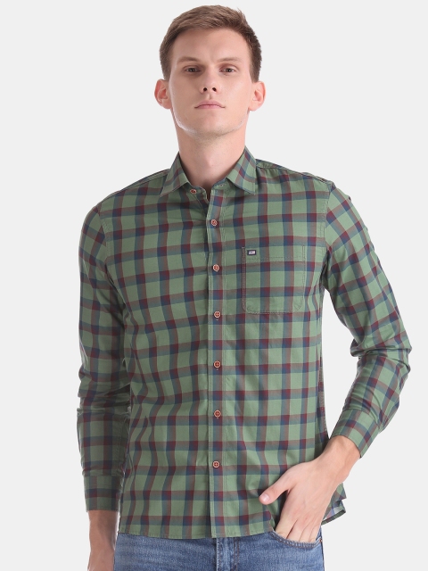 

Arrow Sport Men Green & Maroon Slim Fit Checked Casual Shirt