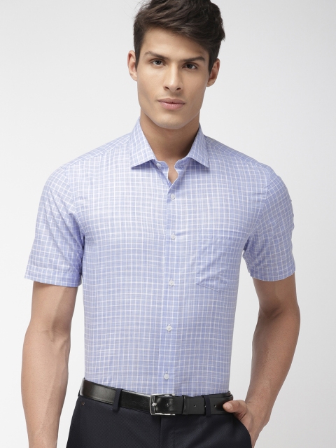 

Arrow New York Men Blue & White Slim Fits Me Checked Formal Shirt