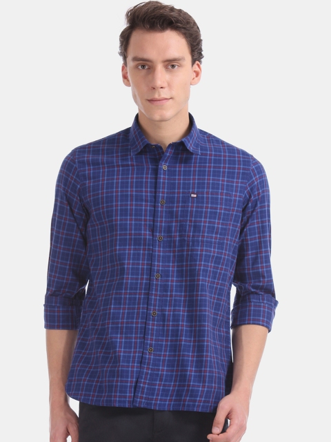 

Arrow Sport Men Navy Blue Tartan Checked Casual Shirt