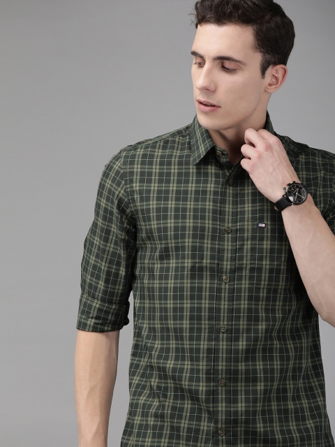 

Arrow Sport Men Olive Green Slim Fit Checked Casual Shirt