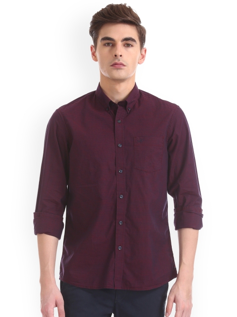 

Arrow Sport Men Burgundy Regular Fit Striped Casual Shirt