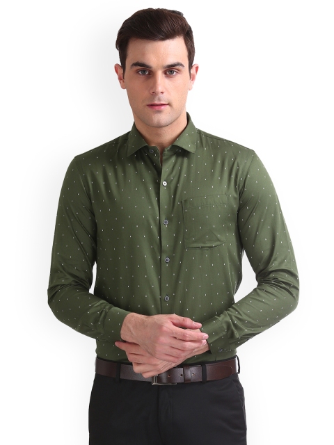 

Arrow New York Men Olive Green Regular Fit Printed Formal Shirt