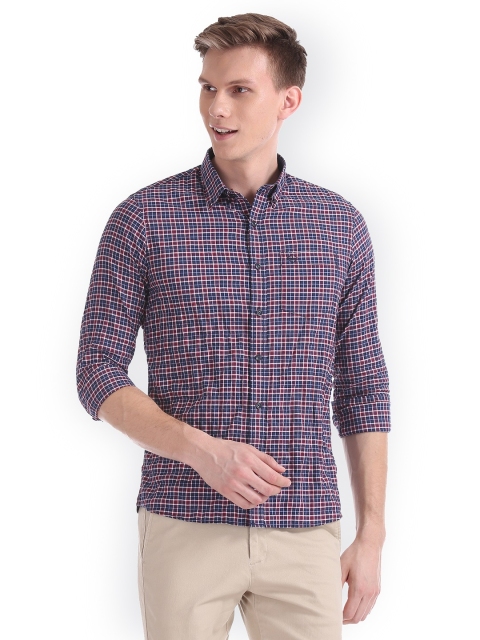

Arrow Sport Men Blue & Red Regular Fit Checked Casual Shirt