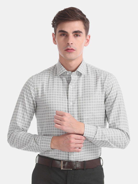 

Arrow New York Men Grey & White Slim Fit Checked Formal Shirt