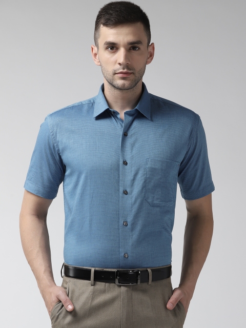

Arrow Men Blue Regular Fit Self Design Formal Shirt