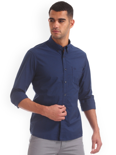 

Arrow Sport Men Navy Blue Regular Fit Striped Casual Shirt