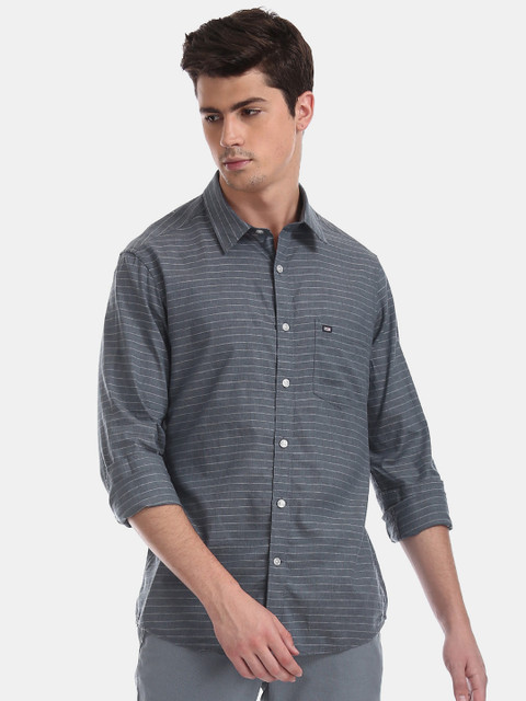 

Arrow Sport Men Grey Slim Fit Striped Casual Shirt