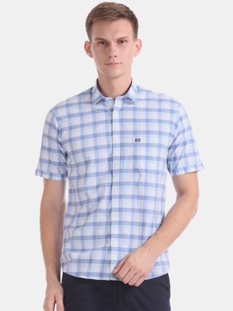 

Arrow Sport Men Blue & White Regular Fit Checked Casual Shirt